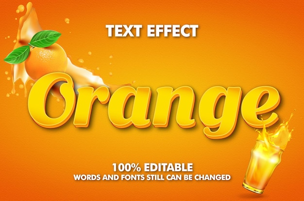 Vetor laranja estilo de texto editável em 3d efeito de texto laranja fundo laranja