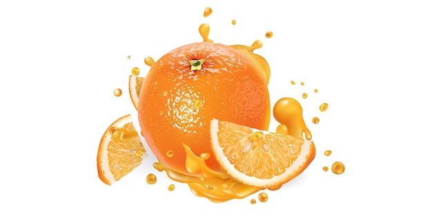 Laranja fresca e um pouco de suco de fruta.