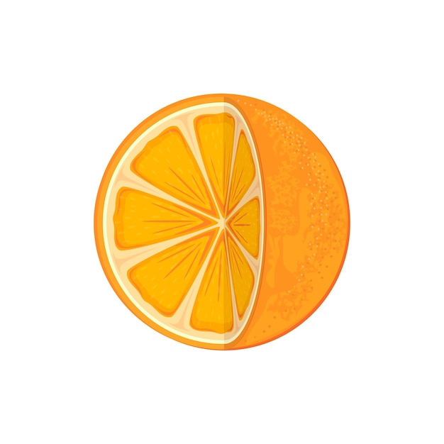 Laranja madura fresca isolada na ilustração de ícone laranja suculento de fundo branco