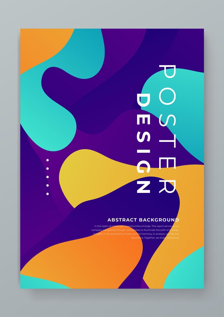 Vetor laranja verde e roxo violeta minimalista e simples cor gradiente capa abstrata com ondas e formas fluidas modelo para relatório anual revista folheto proposta portfólio cartaz brochura