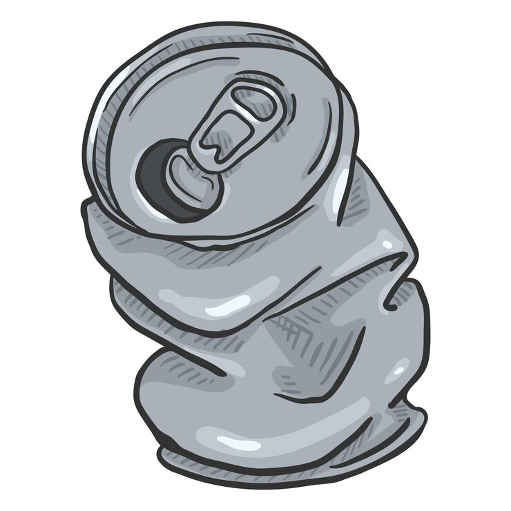 Vetor lata de cerveja amassada de desenho vetorial