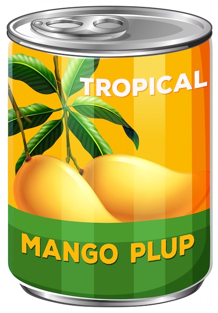 Lata de polpa de manga tropical