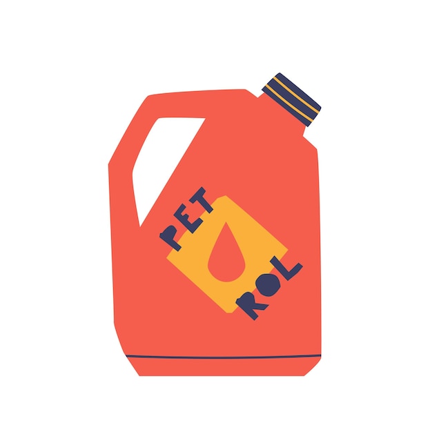Lata vermelha de gasolina ou gasolina isolada em ilustração vetorial de fundo branco