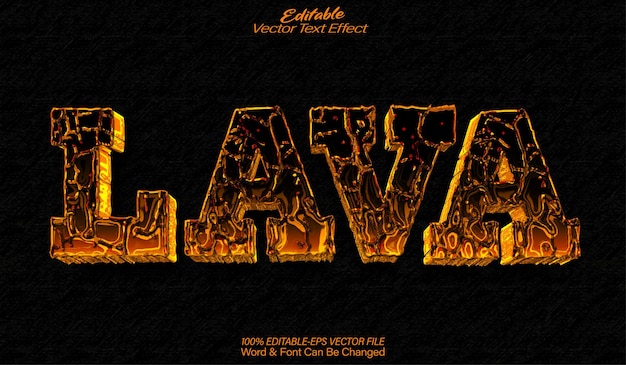 Vetor lava vector efeito de texto editável alfabeto magma volcão de fogo