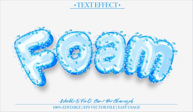 Lavagem de espuma Vector Efeito de texto Editável Alfabeto Água limpa Sabão Higiene Suja