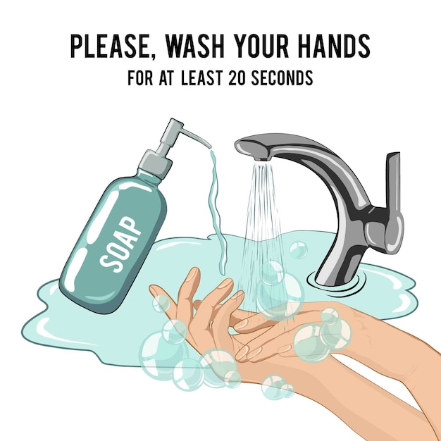Lavar as mãos com sabão por pelo menos 20 segundos