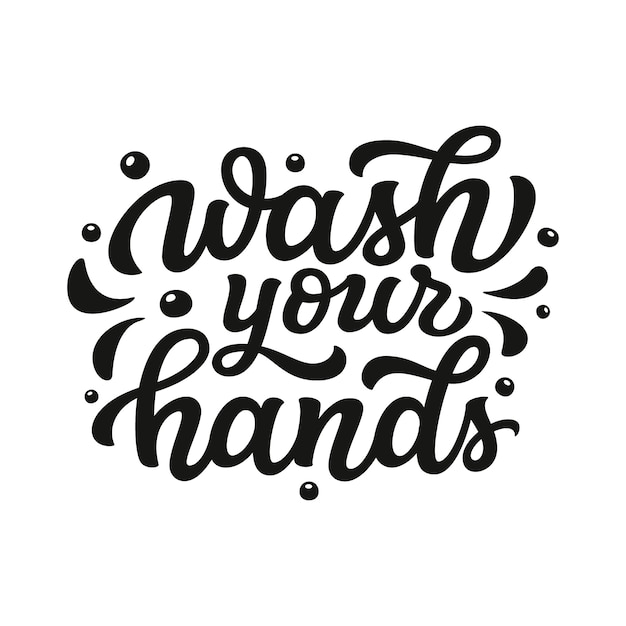 Lave as mãos lettering