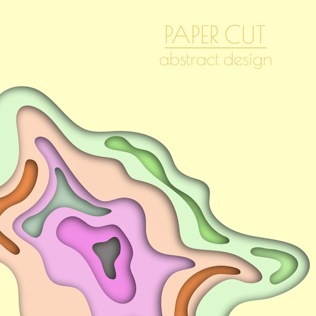 Layout 3D do folheto de capa do banner no estilo de papel cortado Formas suaves abstratas criam o efeito de profundidade e espaço Fundo abstrato para design criativo e idéia criativa