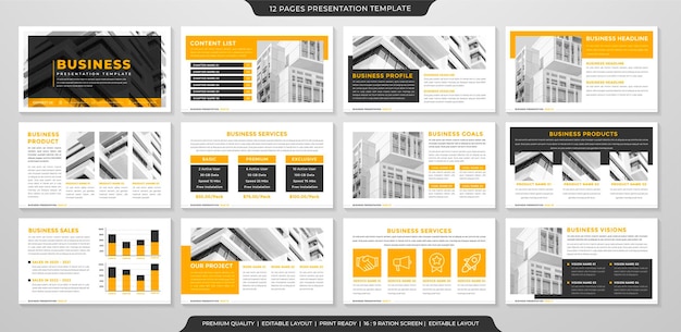 Layout de apresentação do powerpoint uso de estilo premium para infográfico corporativo e relatório anual