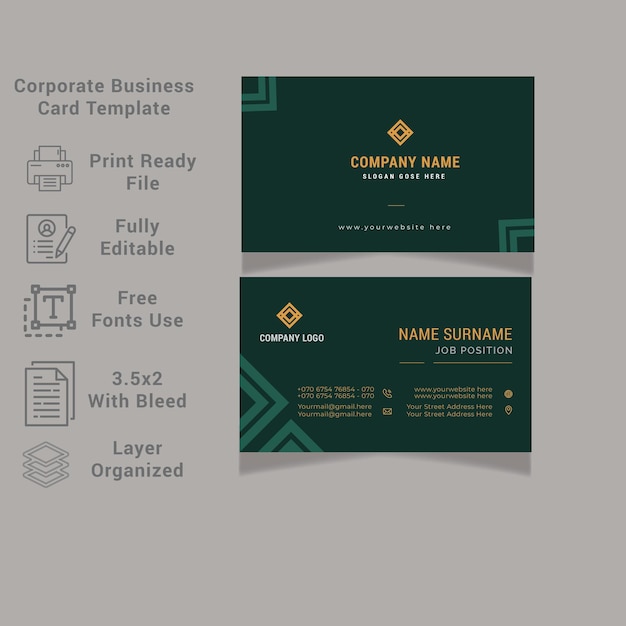 Layout de cartão de visita corporativo simples, criativo e limpolayout de modelo de cartão de visita corporativoIlustração vetorialDesign de papelaria