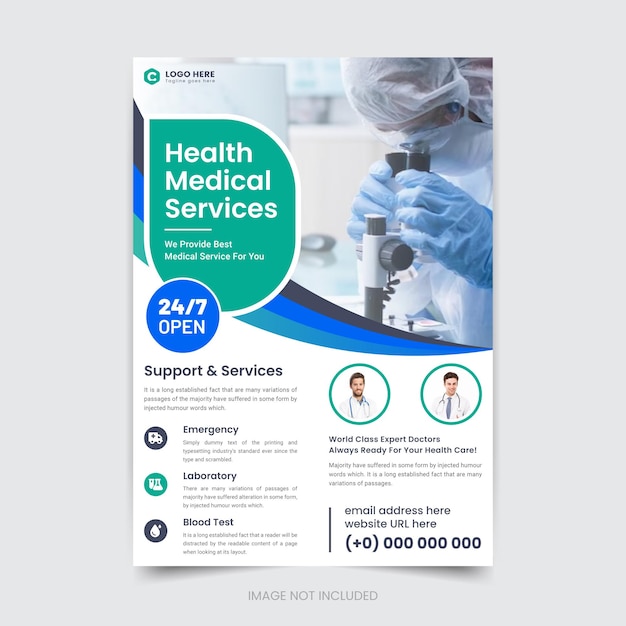 Vetor layout de cartaz de folheto de assistência médica moderna