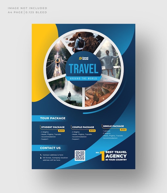 Layout de design de folheto de folheto de viagem, modelo de folheto de viagem de férias para agência de viagens