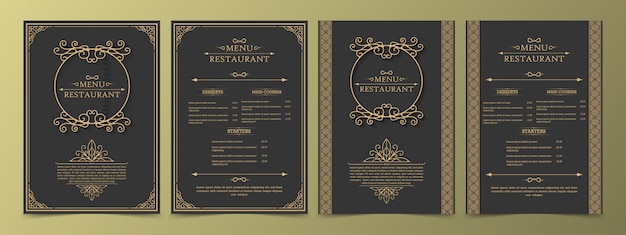 Layout de menu com elementos decorativos.