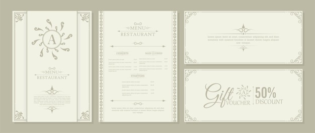 Layout de menu com elementos ornamentais.