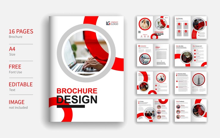 Layout de modelo de folheto corporativo amarelo A4 16 páginas