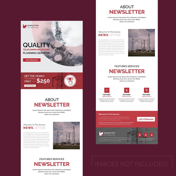 Layout de modelo de marketing de boletim informativo por e-mail multiuso para promover serviços