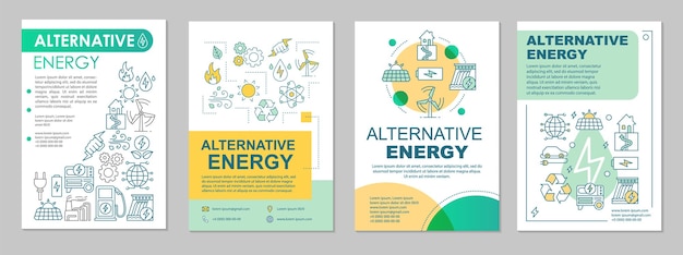 Layout do folheto de energia alternativa. ecoenergia. folheto, folheto, design de impressão de folheto com ilustrações lineares. geração de energia. layouts de página de vetor para revista, relatório anual, pôsteres de publicidade