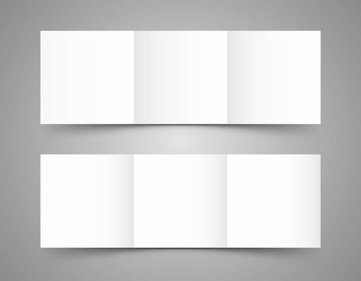 Vetor layout do folheto folheto em forma de quadrado branco em branco com maquete de sombra