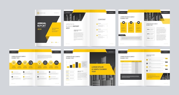 layout do modelo com página de rosto para o relatório anual do perfil da empresa