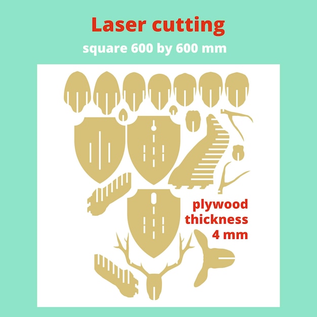 Layout para corte a laser. a cabeça de um cervo. ilustração vetorial