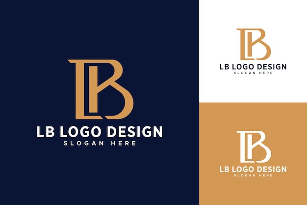 LB Initial Monogram Gold Logo Design Template (Template de projeto de logotipo em ouro)