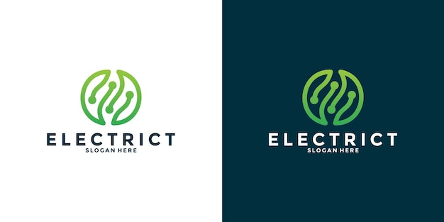 Leaf tech tecnologia de design de logotipo elétrico para o seu negócio