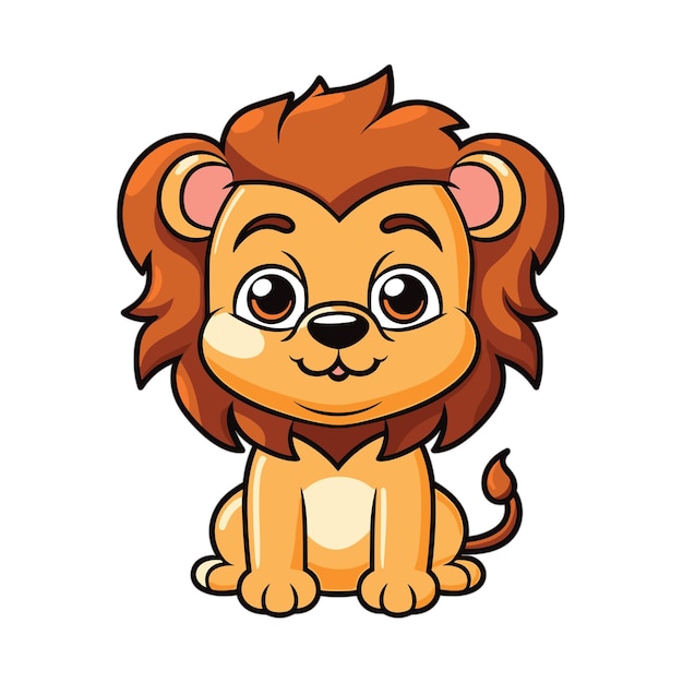 Vetor leão bonito sentado ilustração de ícone vetorial de desenho animado ícone de natureza animal conceito premium isolado