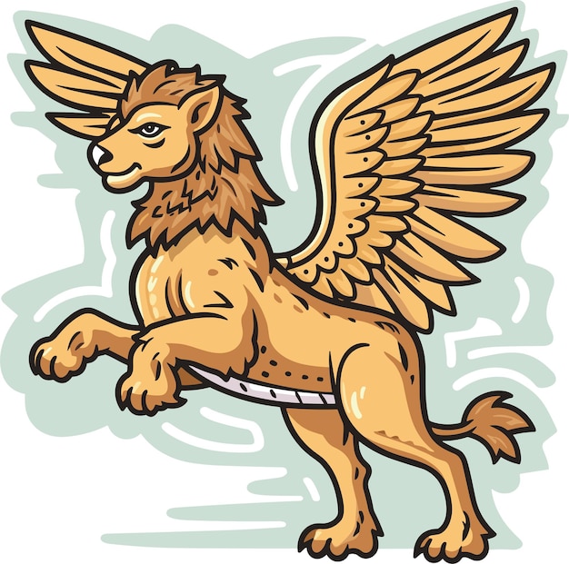 Leão com asas ícone elemento heráldico leão alado modelo vetor ilustração