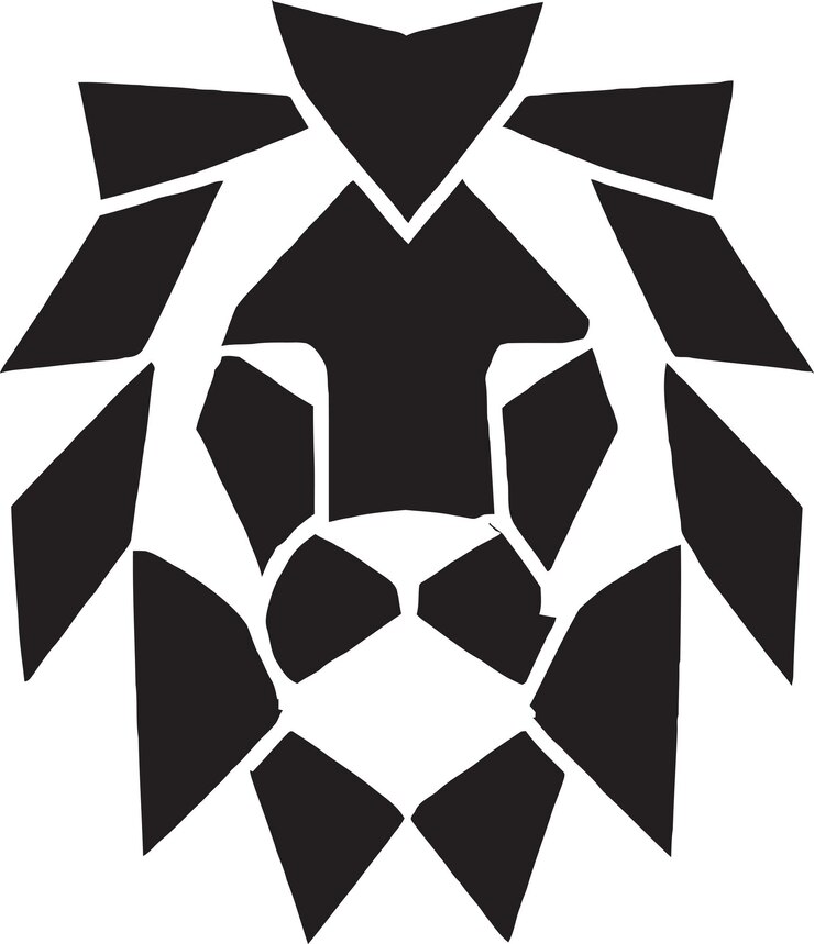 Vetor leão com escudo e design de ícone vetorial cruzado