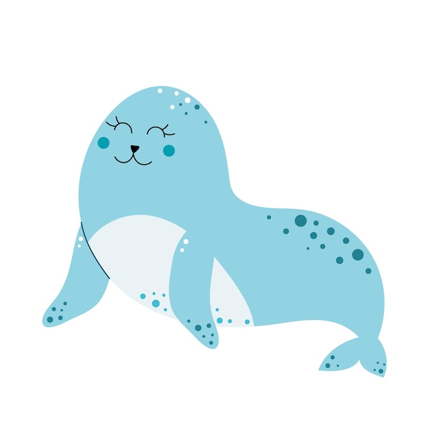 Leão-marinho ou foca bonito Animal marinho e oceânico Ilustração vetorial isolada em fundo branco