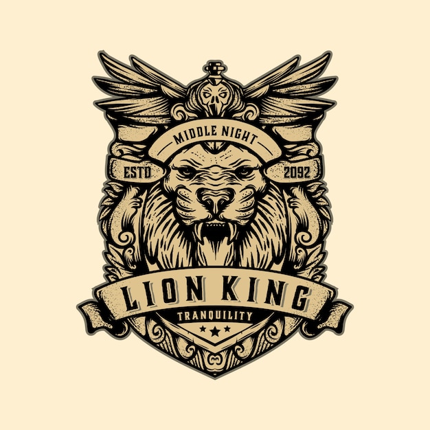 Leão rei logotipo modelo vector vintage