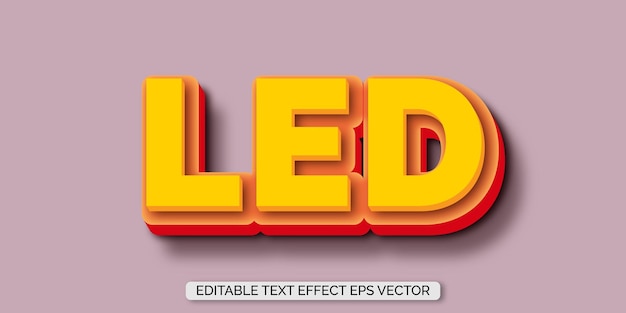 LED cor amarela editável efeito de texto 3D vetor eps