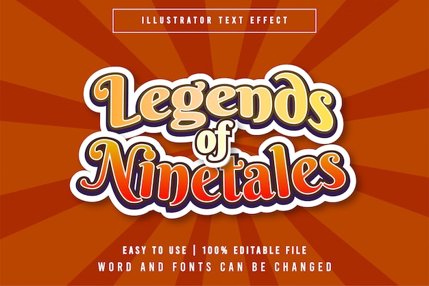Vetor legends of ninetales título jogo editável estilo efeito texto