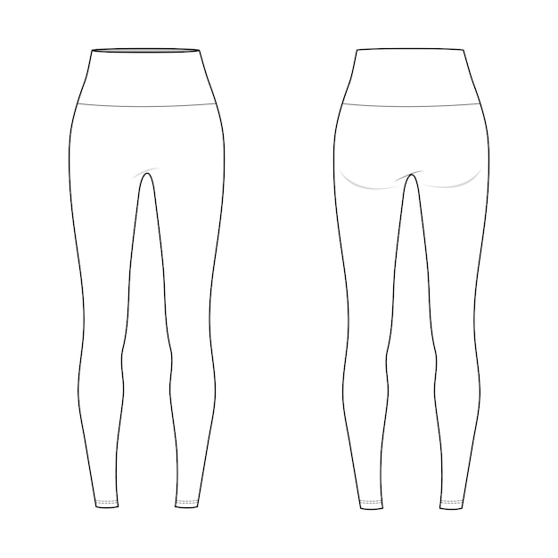 Vetor leggings calza larga de mujer vectores dibujo tecnico