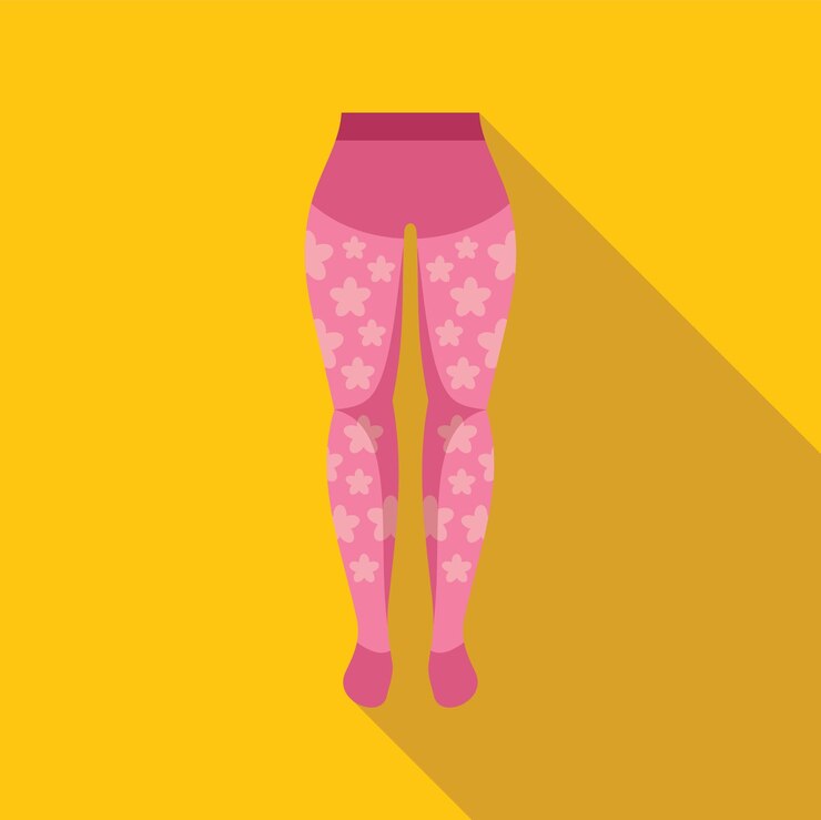 Vetor leggings femininos cor-de-rosa com padrão floral em fundo amarelo