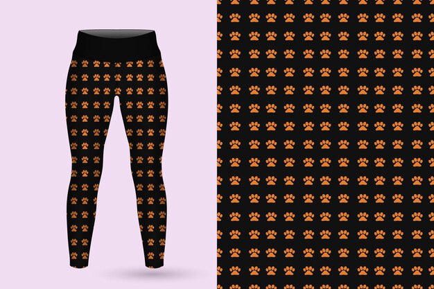 Vetor leggings pretas e laranja com padrão de abóbora