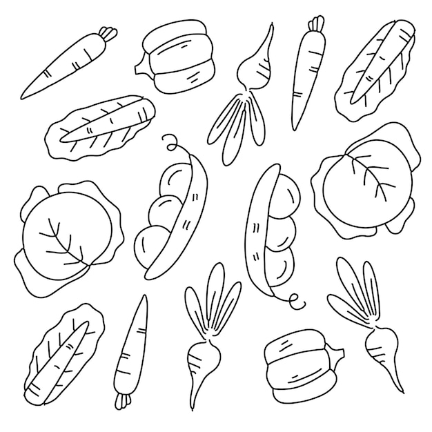 Legumes com estilo de linha doodle