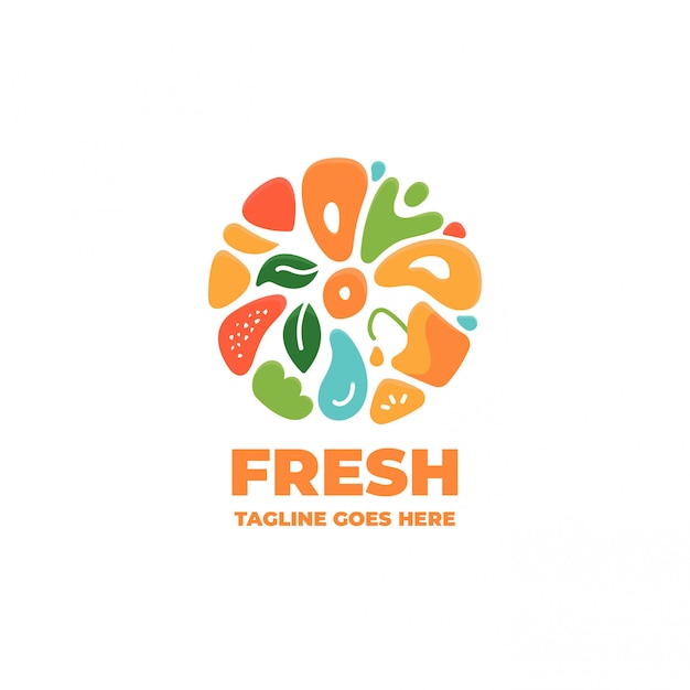 Vetor legumes e frutas fresh logo