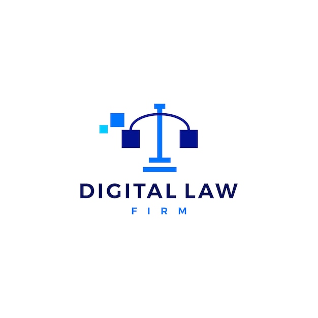 Lei digital escalas de justiça logo vector ícone