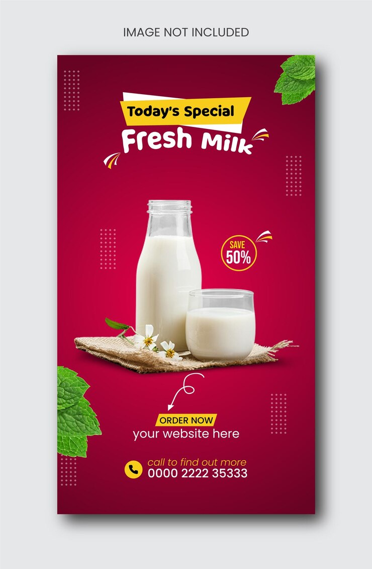 Leite cru, melhor produto, venda de sexta-feira negra, mídia social, histórias do Instagram, postam design de modelo