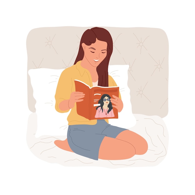 Leitura de revistas isoladas ilustração vetorial de desenhos animados