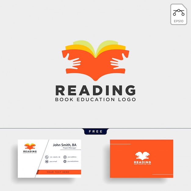 Leitura livro revista educação simples modelo de logotipo