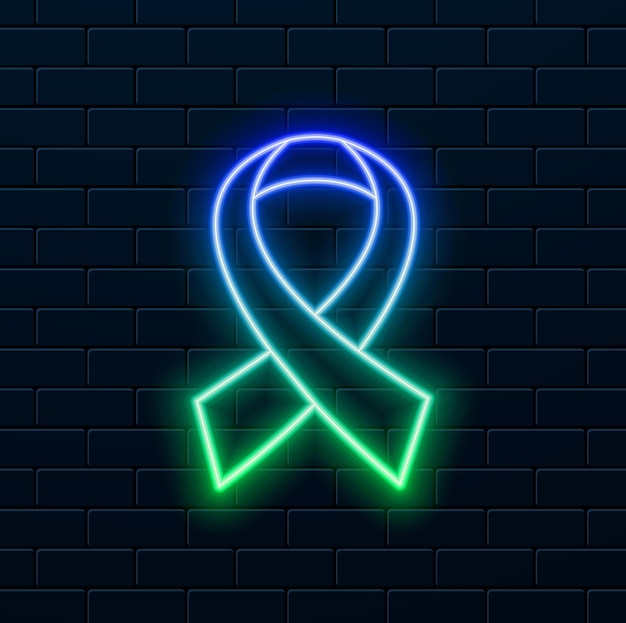 Lemon Awareness Ribbon Lymphoma carner símbolo de conscientização estilo néon