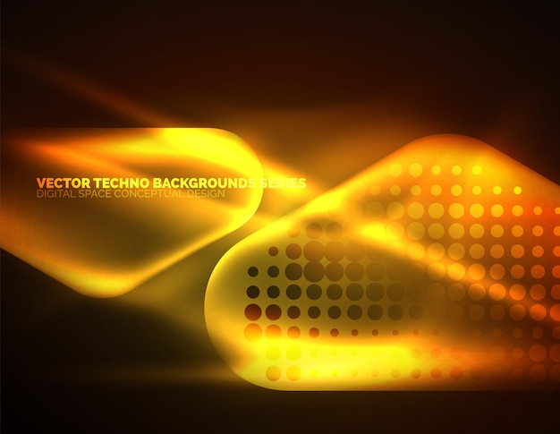 Lentes iluminadas flares brilhantes cor techno fundo vetor hitech fundo abstrato estilo HUD