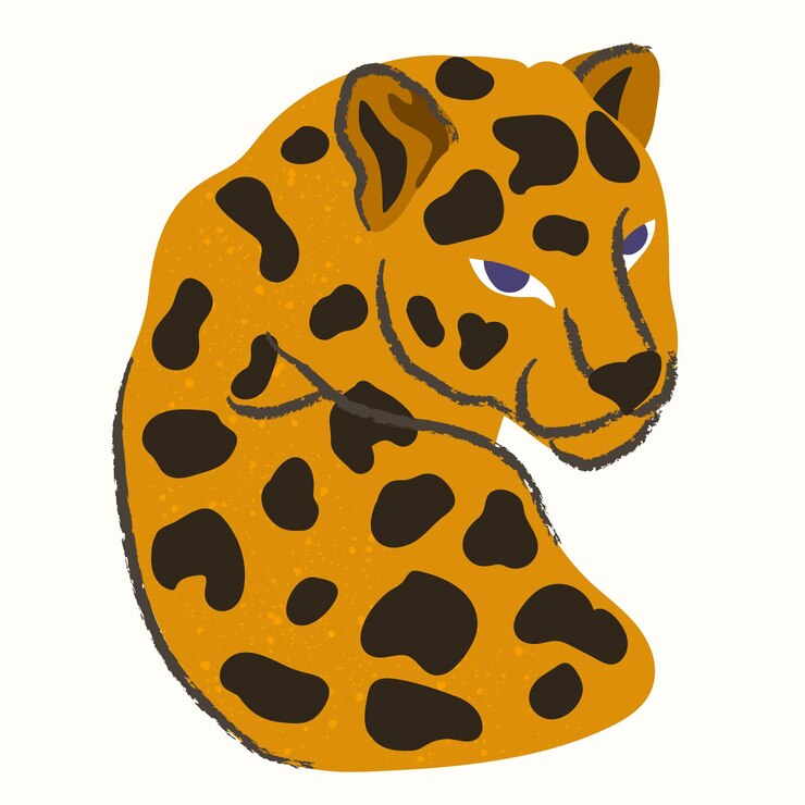 Leopardo em ilustração vetorial de estilo cartoon