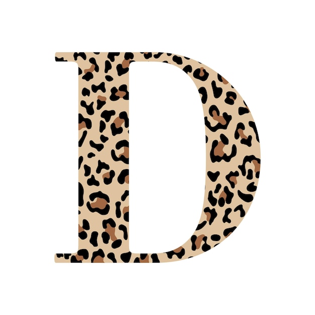 Vetor leopardo letra d monograma de luxo impressão de animal selvagem inicial
