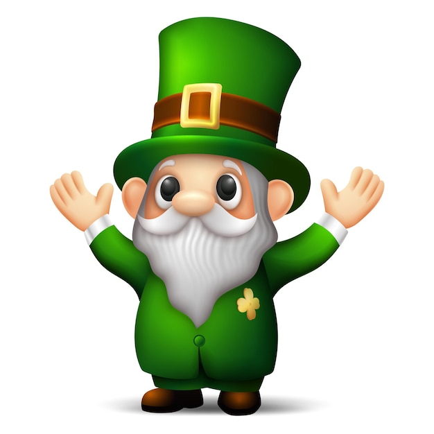 Vetor leprechaun 3d cartoon dia de são patrício vetor personagem de desenho animado