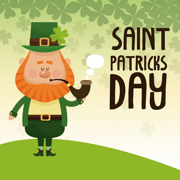 Leprechaun do dia dos patricks de St que fumam cartaz da rotulação do tabaco