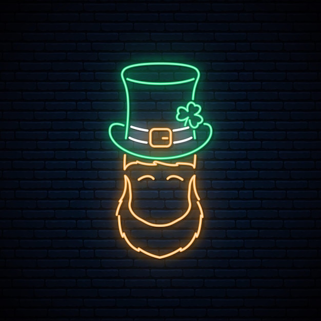 Leprechaun neon com chapéu verde patricks