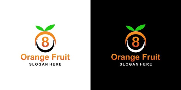 Letra 8 do logotipo da fruta laranja